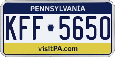 PA license plate KFF5650
