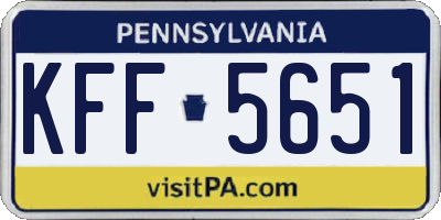 PA license plate KFF5651