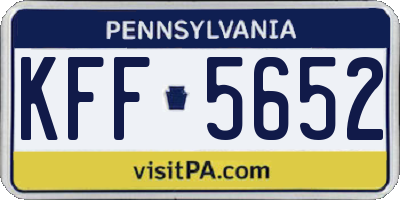 PA license plate KFF5652