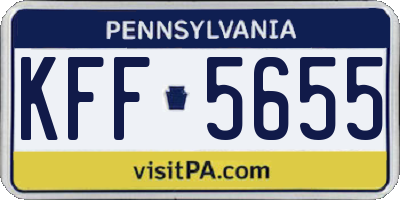 PA license plate KFF5655