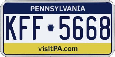 PA license plate KFF5668
