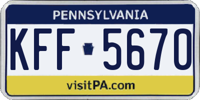 PA license plate KFF5670