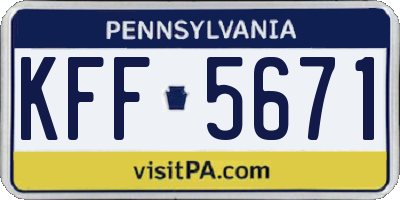 PA license plate KFF5671