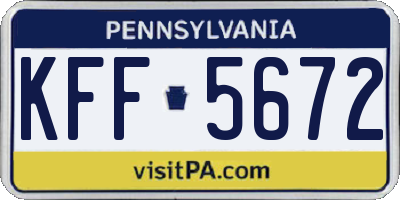 PA license plate KFF5672