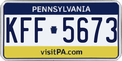 PA license plate KFF5673