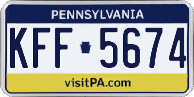 PA license plate KFF5674