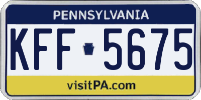 PA license plate KFF5675