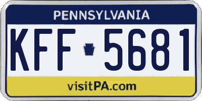 PA license plate KFF5681