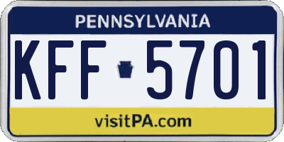 PA license plate KFF5701