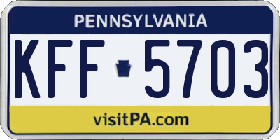 PA license plate KFF5703