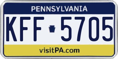 PA license plate KFF5705