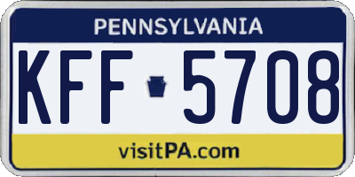 PA license plate KFF5708