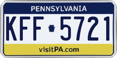 PA license plate KFF5721