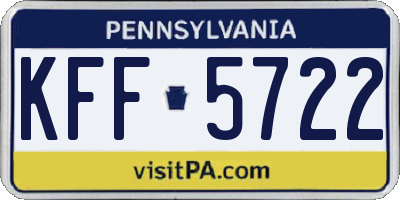 PA license plate KFF5722