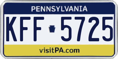 PA license plate KFF5725