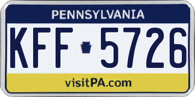 PA license plate KFF5726