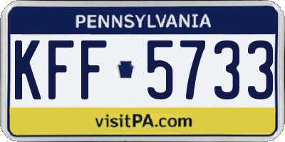 PA license plate KFF5733