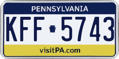 PA license plate KFF5743