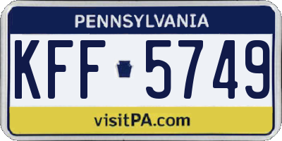PA license plate KFF5749