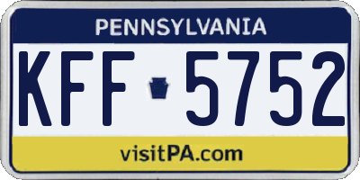 PA license plate KFF5752