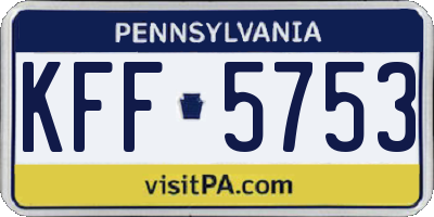 PA license plate KFF5753