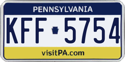 PA license plate KFF5754