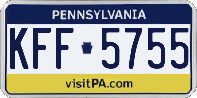 PA license plate KFF5755