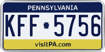 PA license plate KFF5756