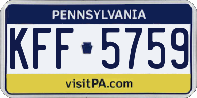 PA license plate KFF5759