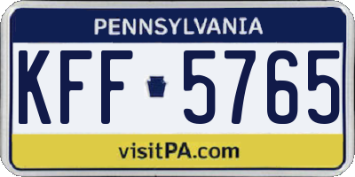 PA license plate KFF5765