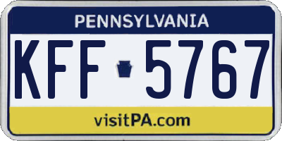 PA license plate KFF5767