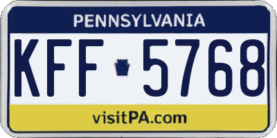 PA license plate KFF5768