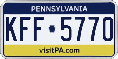 PA license plate KFF5770