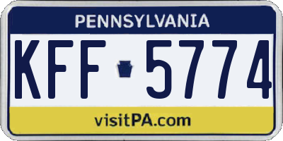 PA license plate KFF5774
