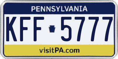 PA license plate KFF5777