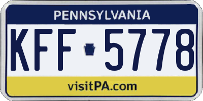 PA license plate KFF5778
