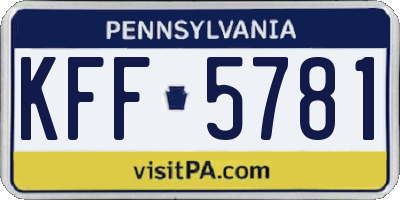 PA license plate KFF5781