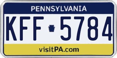PA license plate KFF5784