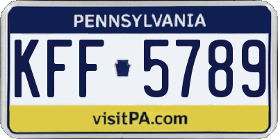 PA license plate KFF5789