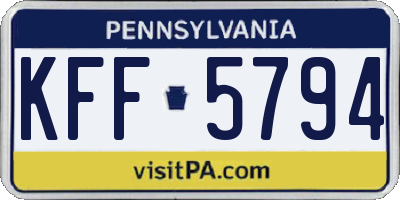 PA license plate KFF5794