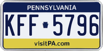 PA license plate KFF5796