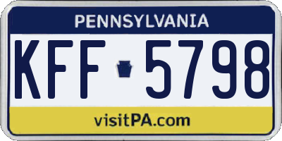 PA license plate KFF5798