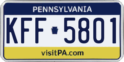 PA license plate KFF5801
