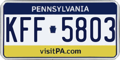 PA license plate KFF5803