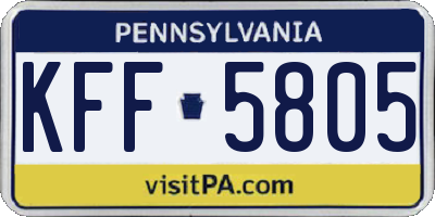 PA license plate KFF5805