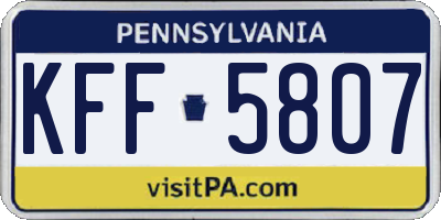 PA license plate KFF5807