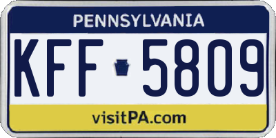 PA license plate KFF5809