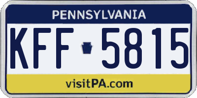 PA license plate KFF5815