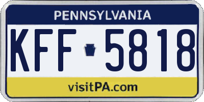 PA license plate KFF5818