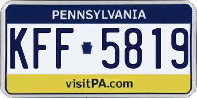 PA license plate KFF5819